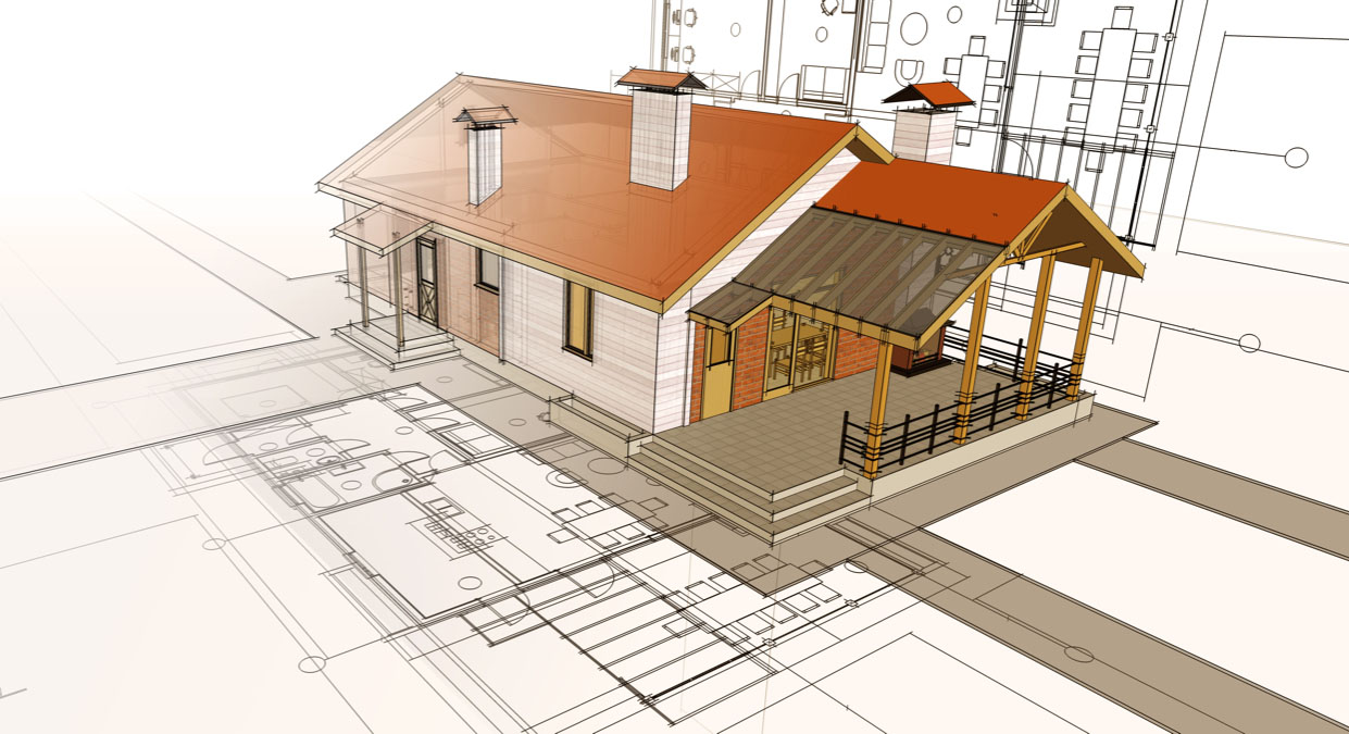 drafting and 3D modelling of a custom house in ottawa with red roof